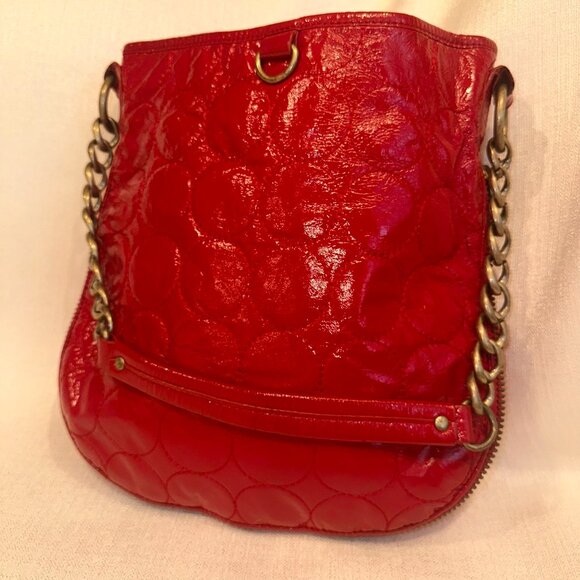 Vintage Y2K Cynthia Rowley Red Quilted Patent Shoulder Bag - Picture 12 of 12